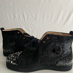 Christian Louboutin Black & Silver Pik Pik Spiked Hightop Sneakers